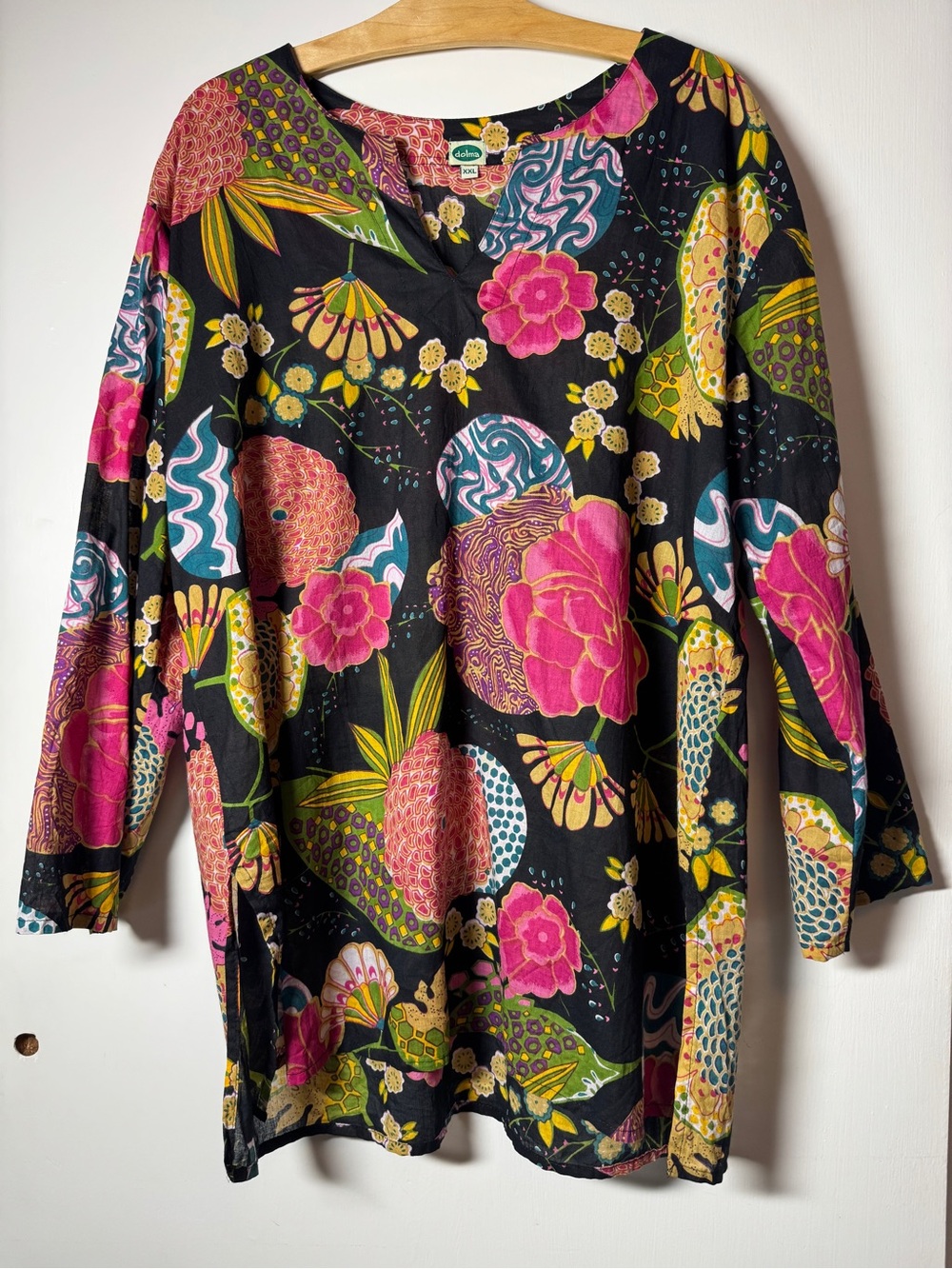 Dolma Floral Cotton Tunic Top XXL 3/4 Sleeve